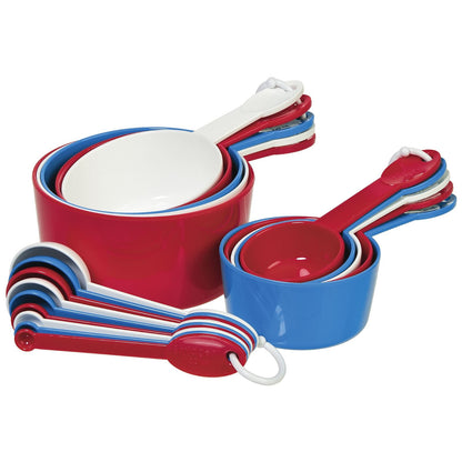 prepworks from Progressive International - Juego de 19 utensilios, 9 cucharas y 10 tazas medidoras, rojo/blanco/azul