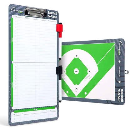 Champion Sports - pizarrón de borrado en seco grande y XL para entrenamiento - Pizarras blancas para estrategias, técnicas, juegos, tablas de 2 caras con campo completo frontal - Medio campo trasero y - Junta de entrenadores estándar - Béisbol y sóftbol
