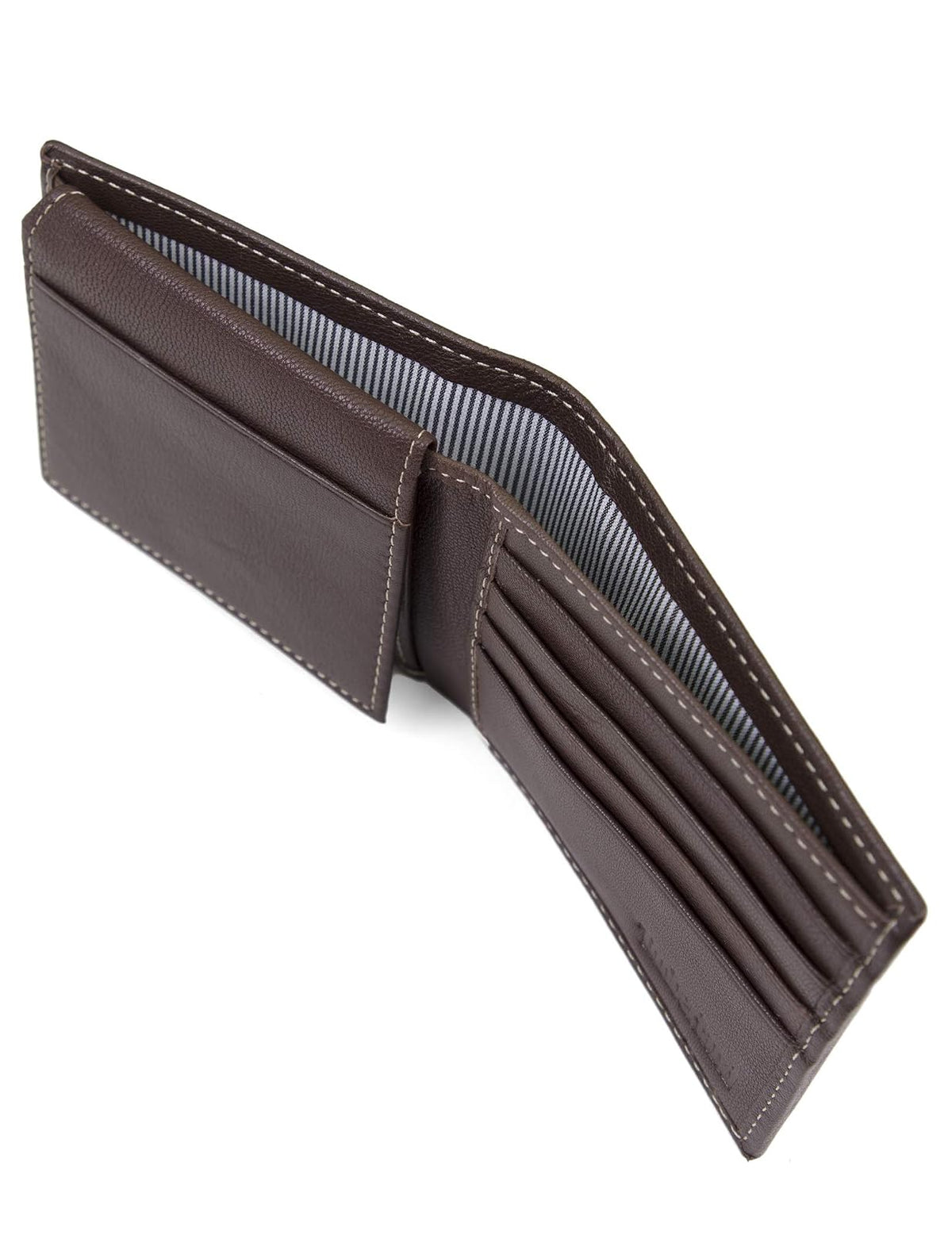Timberland - Billetera de Cuero Genuino para Hombre - Elegantemente Sofisticado - Negro - Delgado - 7 Compartimentos - 4 Ranuras para Tarjetas - Ventana de Identificación - Sin Cierre