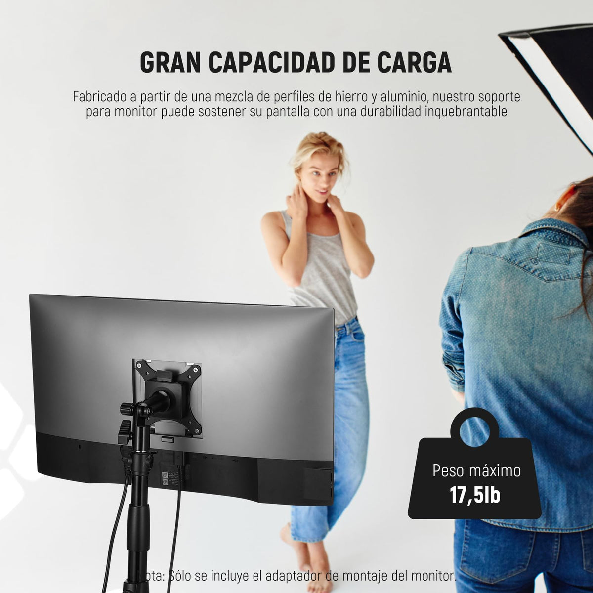 NEEWER Adaptador de Soporte Monitor con Soporte VESA Liberación Rápida, 270° Ajustable Metal 5/8" C Soporte Adaptador de Soporte luz para Pantalla Impacto Exterior TV de 17-32", Carga MAX 8kg, MA010