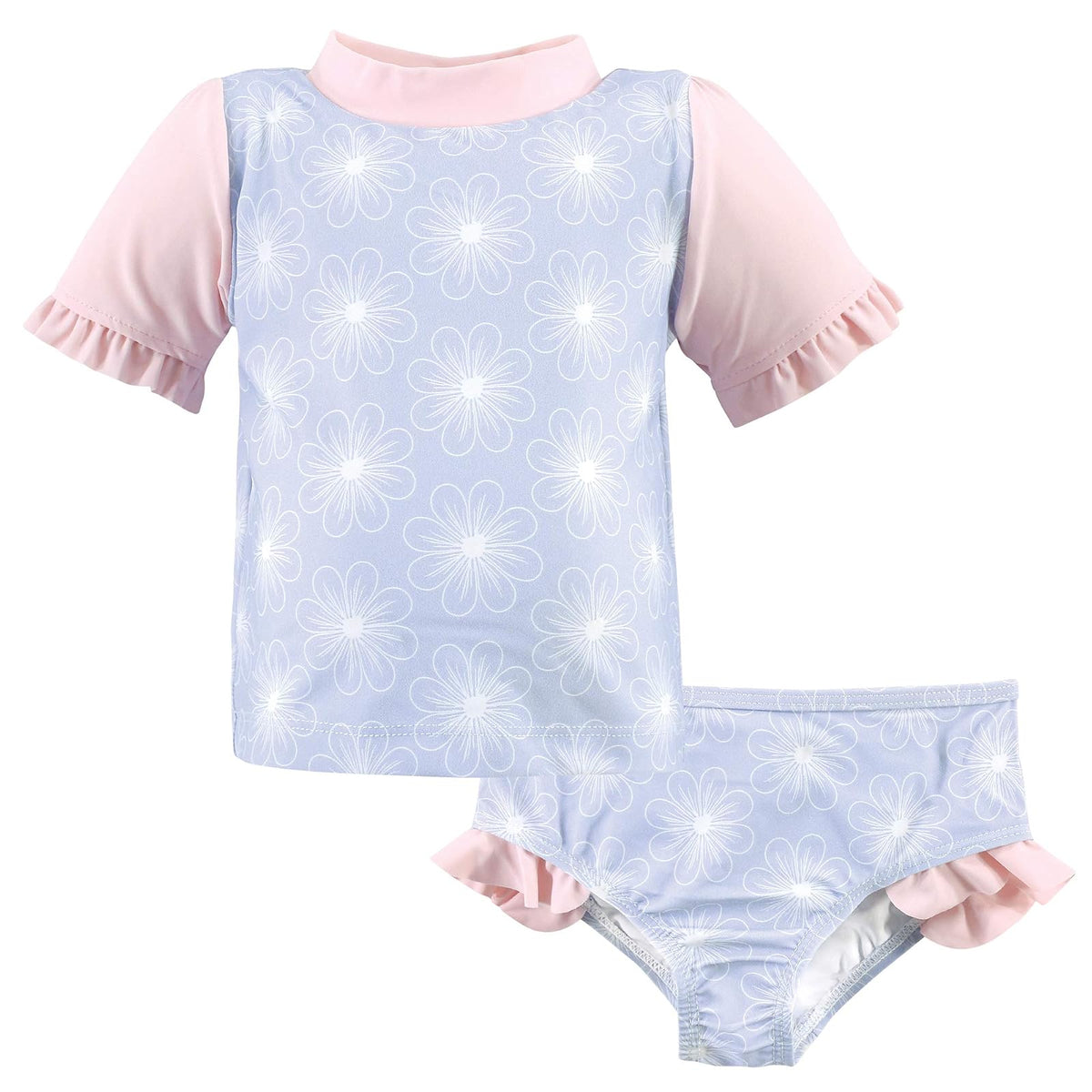 Hudson Baby Juego de Rashguard para natación - Azul Floral - 2 Años