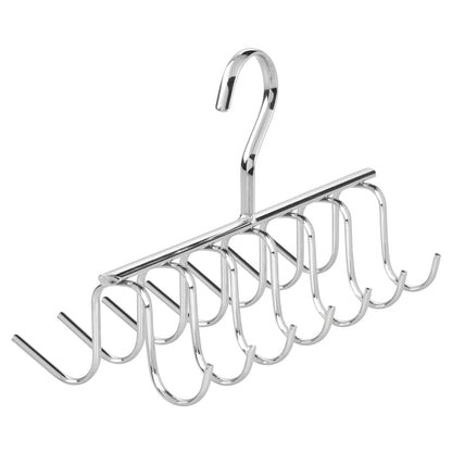 interDesign Axis Organizador de Corbatas, Colgador de Metal Cromado con 14 Ganchos para organizar Cinturones y Corbatas, Plateado