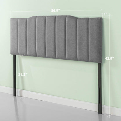 Zinus Upholstered Channel Stitched Headboard in Grey, Full