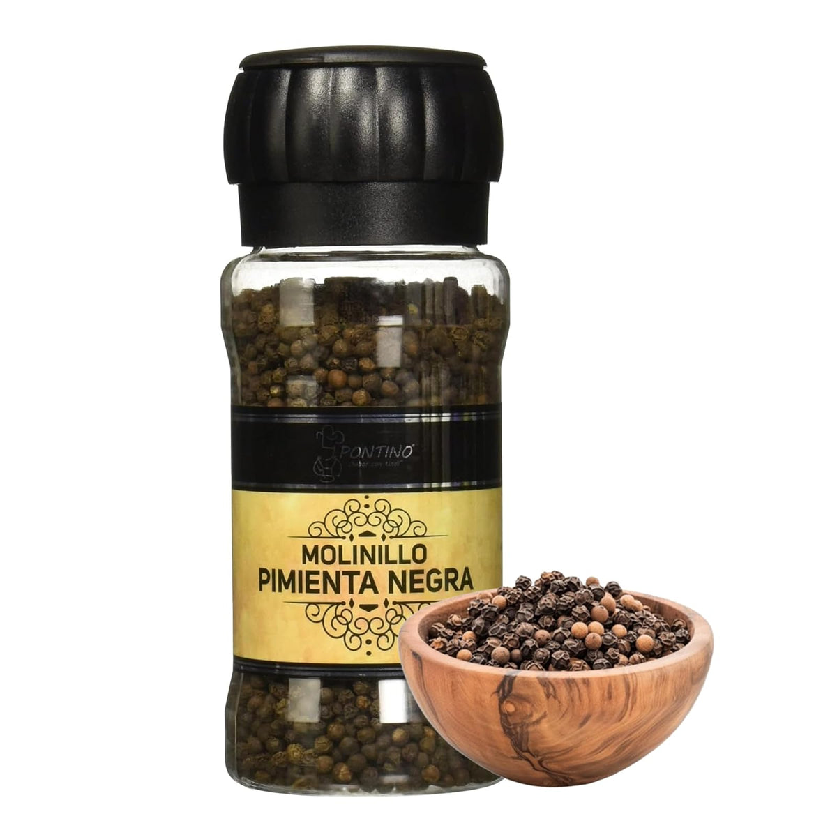 Pontino Sal Negra de Hawaii en Molinillo, Calidad Gourmet - 300 g (Paquete de 1)