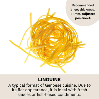 Marcato Accesorio para máquina de pasta linguine, corte de 3 mm, acero cromado, fabricado en Italia, compatible con Atlas 150 y motor Atlas, cortador de pasta, accesorios de cocina, forma de pasta