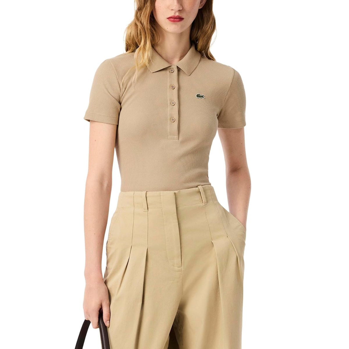 Lacoste L.12.D polo de algodón acanalado para mujer - 46 - Vienés