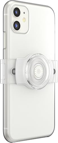 PopSockets Phone Grip Slide for Phones and Cases, Sliding Phone Grip with Expanding Kickstand, Square Edges - White and Clear
