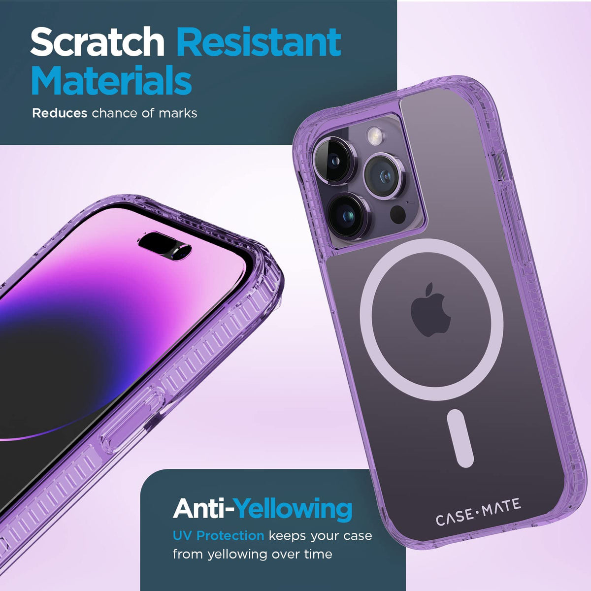 Case-Mate Apple iPhone 14 Pro MAX MagSafe - Funda rígida Transparente Plus - La La Lavanda