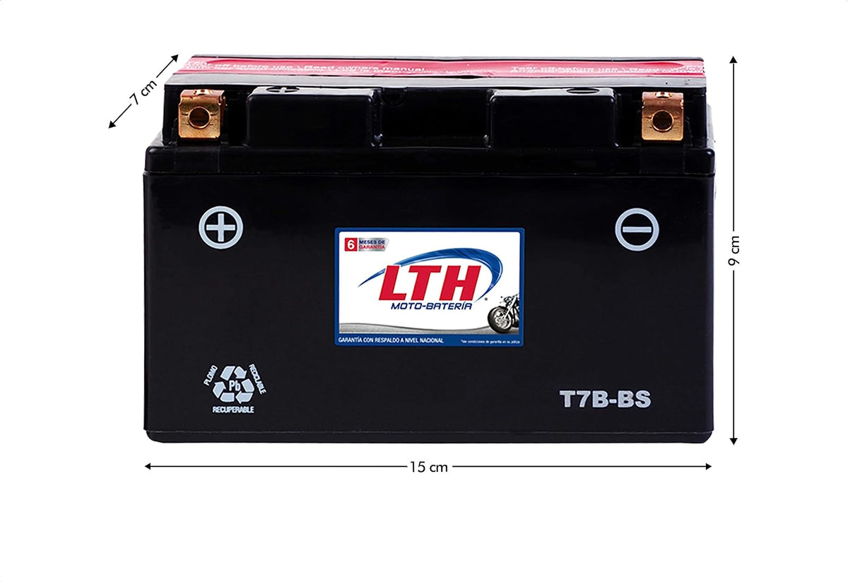 LTH Batería de Moto AGM 12V 6.5Ah Modelo CT7B-BS