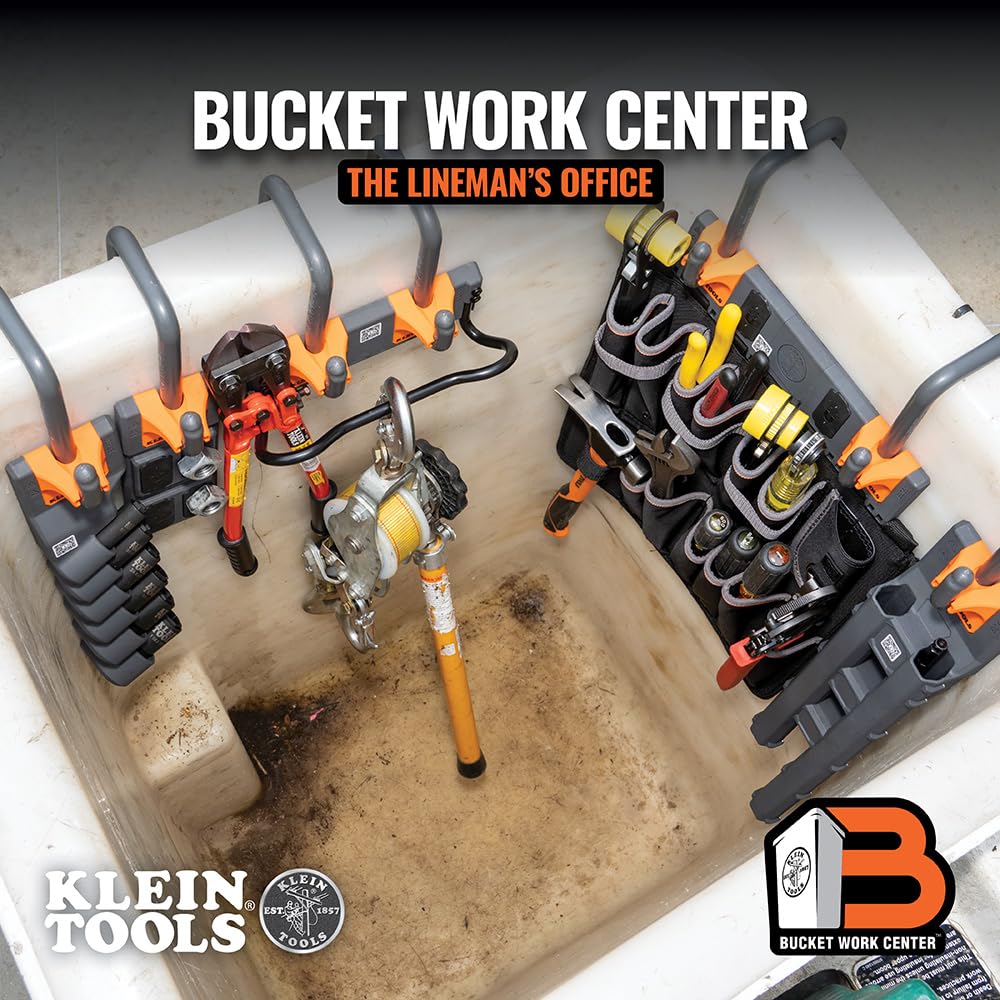 Klein Tools BC311 Lineman S-Hook, fabricado en Estados Unidos, para cubos de utilidad con borde de cubeta de 2 pulgadas, se conecta a todos los módulos de gancho en S del centro de trabajo de cubeta
