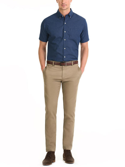 Van Heusen Camisa de Manga Corta sin Arrugas Camisa de Botones para Hombre