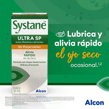 Systane Ultra SP Gotas Oculares Sin Conservantes para Ojo Seco, Alivio Inmediato y Lubricación, Compatibles con Lentes de Contacto, 10 ml