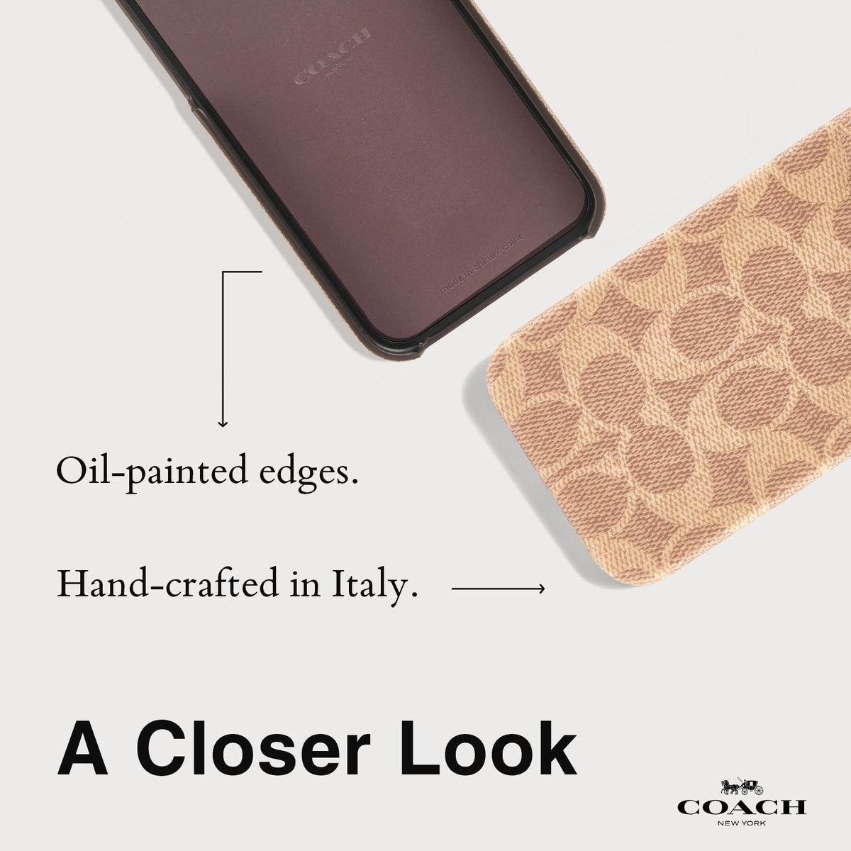 Coach Funda Delgada de Lona para iPhone 16 Pro MAX - Signature Tan