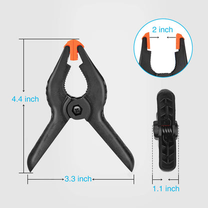Yesker Abrazaderas de Resorte para Telón de Fondo - Paquete de 8, Clips Resistentes de Nailon de 4.4 Pulgadas para Soporte de Fondo, Estudio Fotográfico, Fotografía, Pantalla Chromakey, Trabajo en
