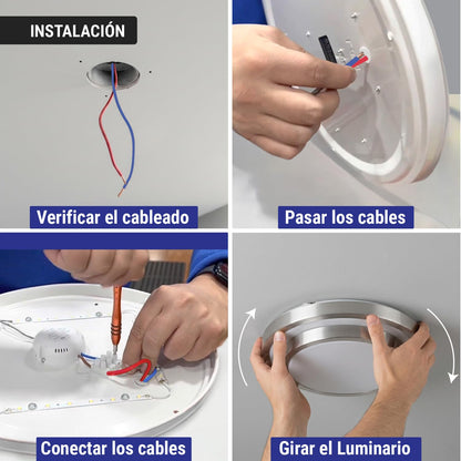 Volteck Basic PLA-704L, Luminario decorativo de LED 22 W de sobreponer tipo plafón metálico luz día