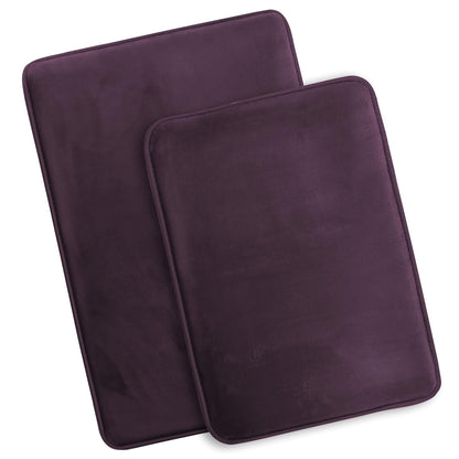 Clara Clark - Juego de 2 Alfombrillas de baño de Espuma viscoelástica de Terciopelo para baño, Antideslizantes, con Respaldo de PVC, Lavables, se Seca rápidamente, Color Morado