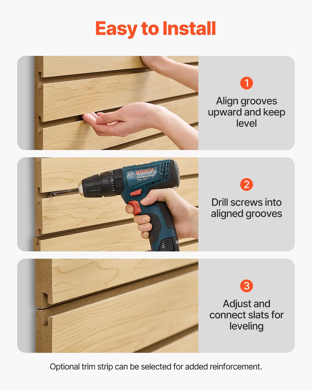 VEVOR - Paneles de pared de listones, 4 x 4 pies, tablero de madera MDF con diseño modular, fácil de instalar, panel de listones ajustables con estructura de acoplamiento
