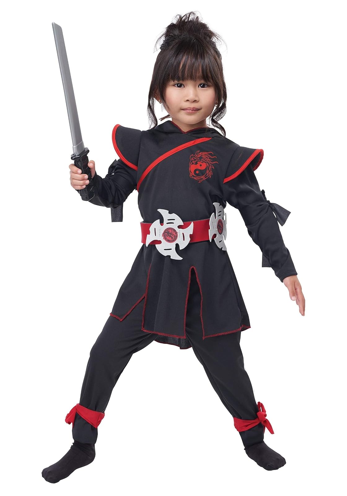 Disfraz de ninja para niña, tamaño mediano - M - Negro