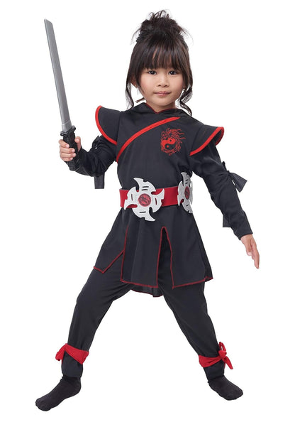 Disfraz de ninja para niña, tamaño mediano - M - Negro