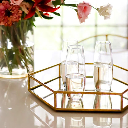 Libbey Juego de 6 Copas Flauta de Vidrio Stemless de 283 ml