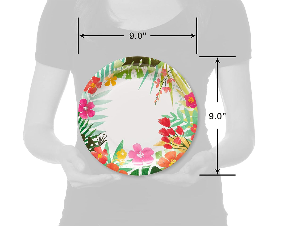 American Greetings Tropical Luau - Suministros de fiesta para barbacoas y todas las fiestas de verano, platos de cena (36 unidades)