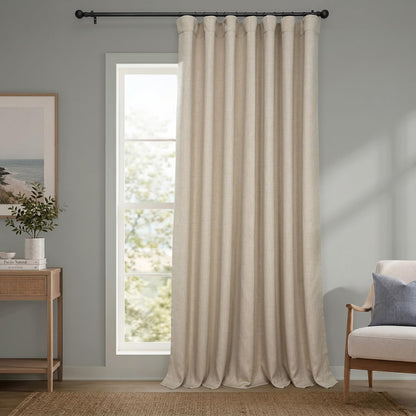 Half Price Drapes Cortina de Lino Sintético para Oscurecer - 254An x 274.3Al cm (1 Paneles) - Tostado de paja