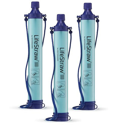 LifeStraw – filtro de agua Personal, 3 piezas | Filtro de agua para senderismo, camping, viajes y preparación para emergencias, elimina bacterias y parásitos