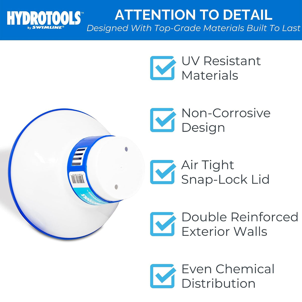 Swimline HYDROTOOLS by SWIMLINE 8720 Dispensador de Productos químicos para Piscina y SPA de Gran Capacidad, Compatible con bromo y Cloro soporta tabletas de 1 a 3 Pulgadas, Anillo de Control