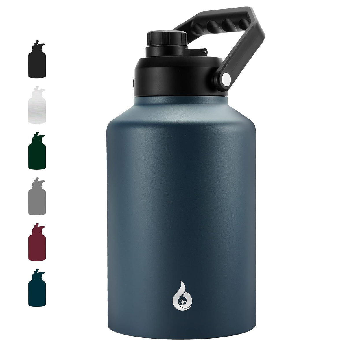 BJPKPK Botella de agua aislada de un galón (128 onzas), apta para lavaplatos, termo de acero inoxidable, sin BPA, con mango ergonómico y parte inferior antideslizante, botella de agua grande, azul