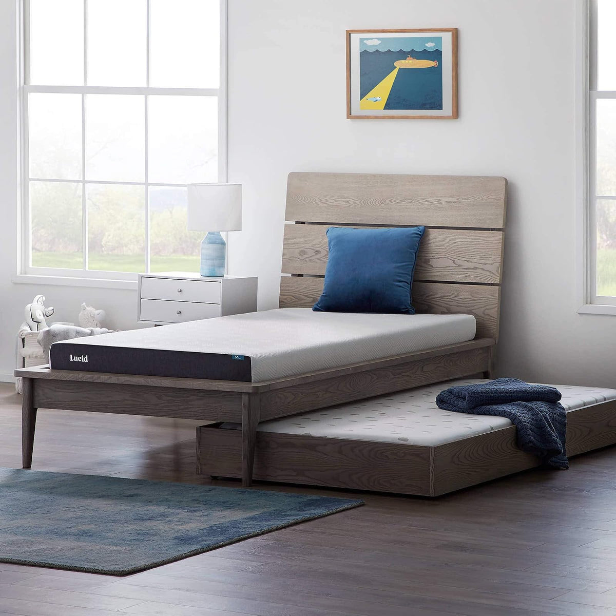 Lucid - Colchón Individual de Memory Foam con Gel y Bambú - 13 cm - Colchón Firme - Funda Lavable y Transpirable - Colchón en Caja - Ideal para Recamara de Niños o Cuarto de Visitas