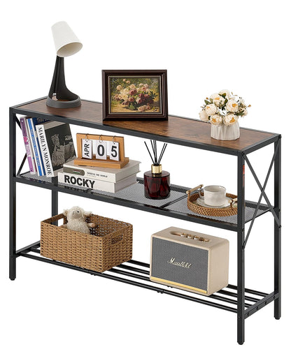 VEVOR - Mesa de sofá de Consola Estrecha, 105.8 cm detrás de la Mesa del sofá, Mesa de Entrada de 3 Niveles de Largo y Mesa de Pasillo Delgado, Mesa de sofá Estrecha con Marco de Metal, para Entrada,
