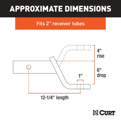 Curt 45080 Clase 3 Montaje de Bola de Enganche de Remolque, se Adapta a receptores de 5 cm, 7 Libras, Orificio de 1 Pulgada, caída de 6 Pulgadas