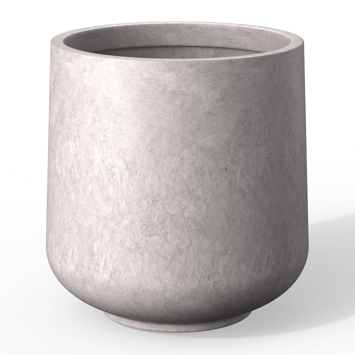 Kante - Macetero Redondo de hormigón de 15.3 Pulgadas de diámetro, para Interiores y Exteriores, con Orificio de Drenaje y tapón de Goma para el hogar, jardín, Patio, Gris Claro