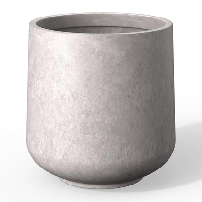 Kante - Macetero Redondo de hormigón de 15.3 Pulgadas de diámetro, para Interiores y Exteriores, con Orificio de Drenaje y tapón de Goma para el hogar, jardín, Patio, Gris Claro