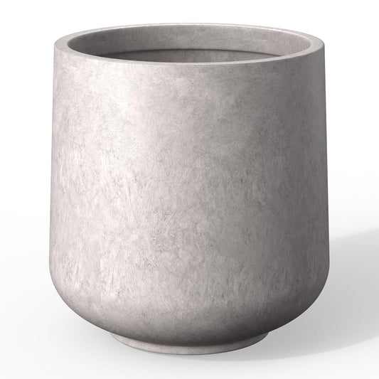 Kante - Macetero Redondo de hormigón de 15.3 Pulgadas de diámetro, para Interiores y Exteriores, con Orificio de Drenaje y tapón de Goma para el hogar, jardín, Patio, Gris Claro