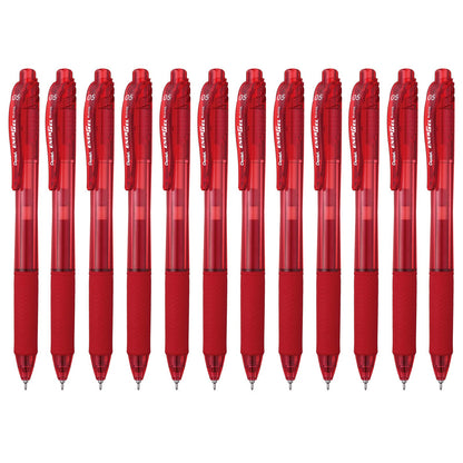 Pentel EnerGel-X Bolígrafo de Gel Punta de Aguja 0.5 mm, Paquete de 8 - 12 Unidad (Paquete de 1) - Aguja de 0,5 mm - Rojo