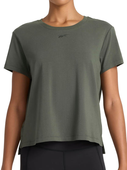 Reebok Playera con Bordado Cuello Redondo Mujer - CH - Verde grano