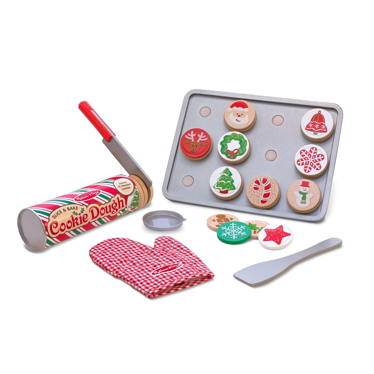 Melissa & Doug Juego de Madera Para Rebanar y Hornear Galletas de Navidad