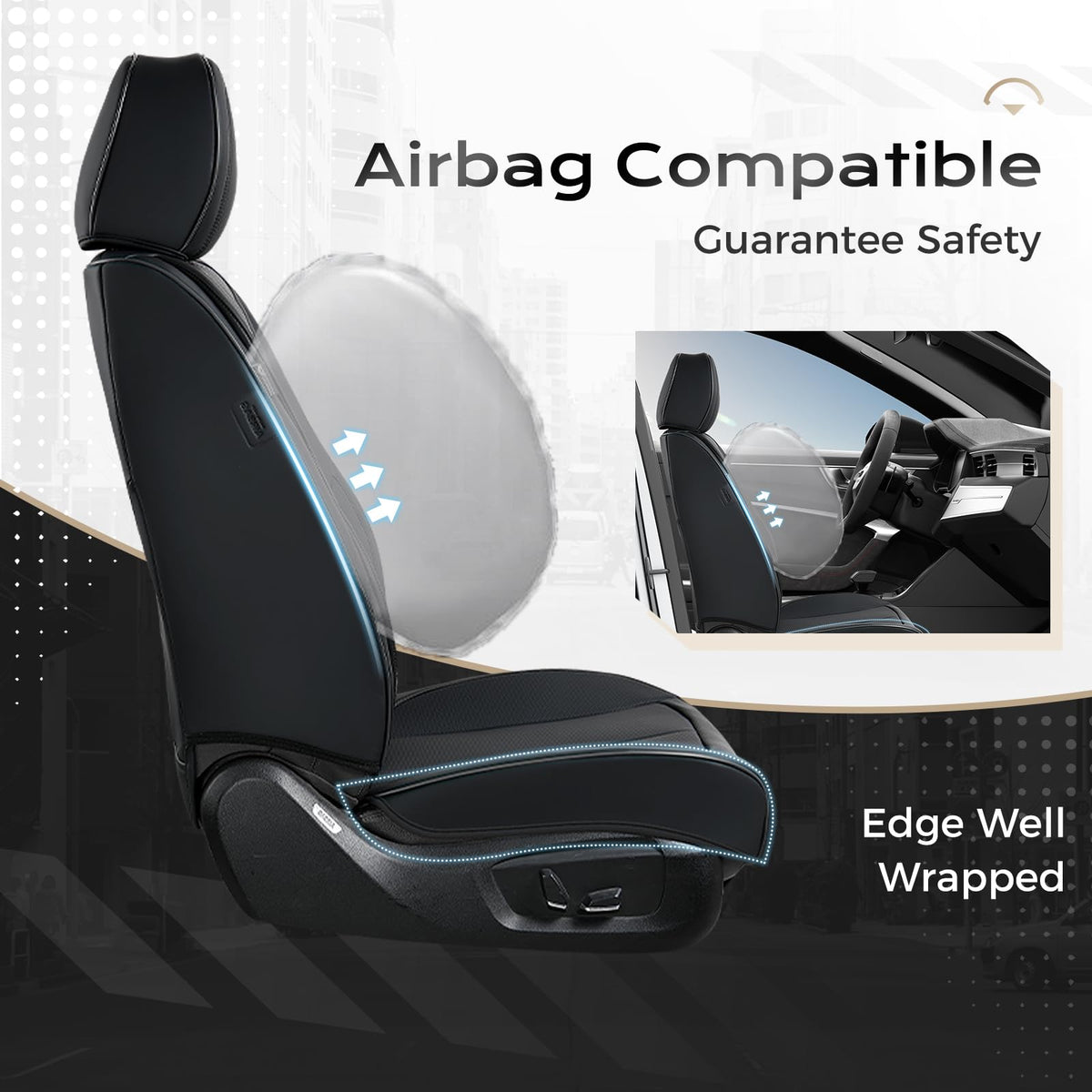 Coverado Fundas de Asiento de Automóvil, Juego Completo de Fundas de Asiento de Automóvil, Impermeable, con Soporte Lumbar, Fundas de Asiento de automóvil, Ajuste Universal para la mayoría de Automóviles, SUV
