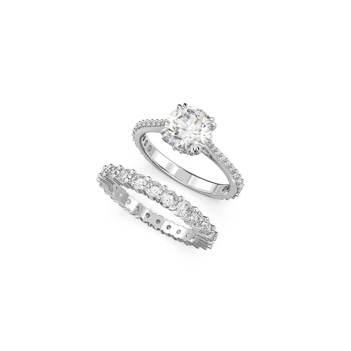 SWAROVSKI Constella Ring Set Collection, Clear Crystals, Rhodium Tone Finish