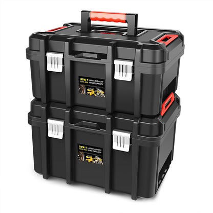 DNA Motoring Juego de 2 Cajas de Herramientas - Caja de Herramientas portátil con Organizador y Cerradura y Bandeja extraíble para Taller, Garaje y hogar, Gran Capacidad, TOOLS-00310