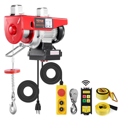 VEVOR - Polipasto eléctrico de 420 libras y 120 V con control remoto inalámbrico de 333 pies y cable de 15 pies, altura de elevación de un solo cable de 40 pies, eslingas individuales/dobles,