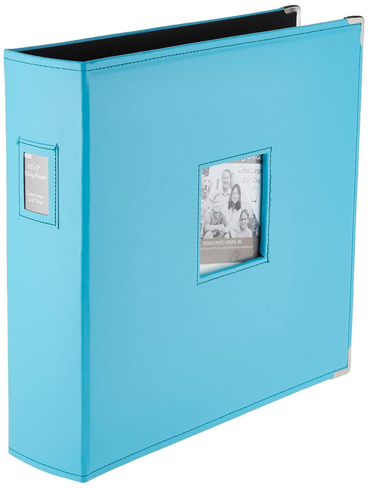 Pioneer Sewn Leatherette 3-Ring Binder 12"X12"-Bright Blue