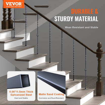 VEVOR - de metal para escalera, 44 x 1/2 pulgadas, ejes decorativos de acero galvanizado, paquete de 10 de cubierta con cestas individuales huecos, giros, de escalera