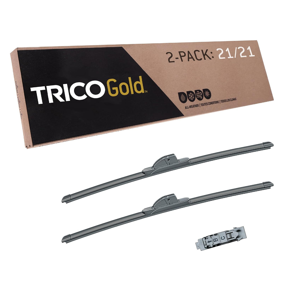 TRICO Gold Limpiaparabrisas de Repuesto Paquete de 2 Todo Clima - 21" + 21" Paquete de 2
