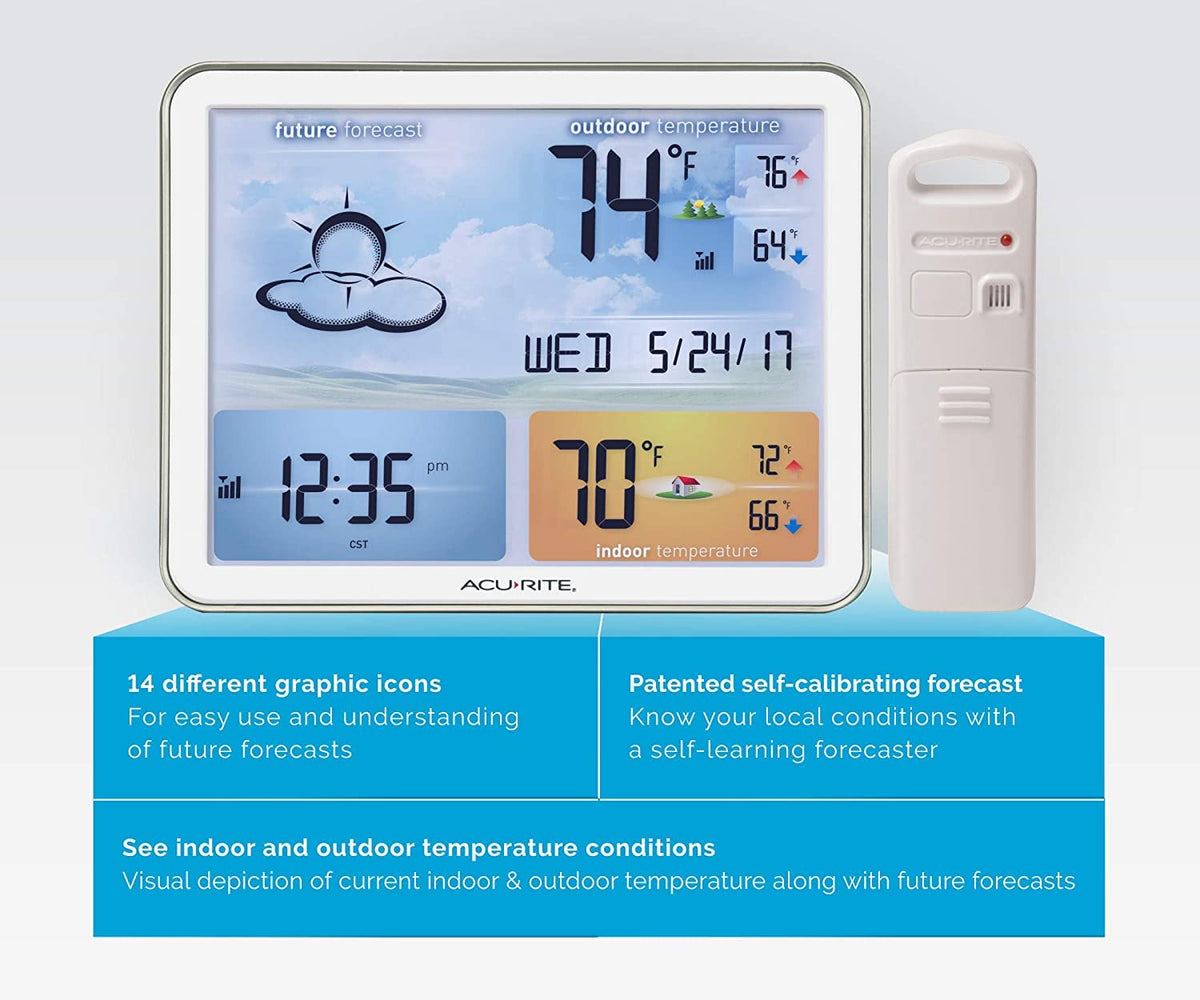 AcuRite 02081M - Estación meteorológica con visualización grande y reloj atómico