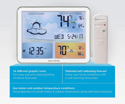 AcuRite 02081M - Estación meteorológica con visualización grande y reloj atómico
