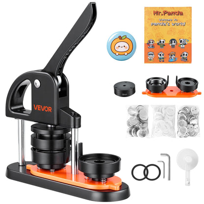 VEVOR Máquina para hacer botones, 2.25 pulgadas/58 mm con 100 piezas de botón, fabricante de botones con libro mágico de panda y kit de prensa ergonómico de mango de arco para niños, regalos de