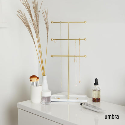 Umbra Trigem Soporte de joyería, Blanco/Latón