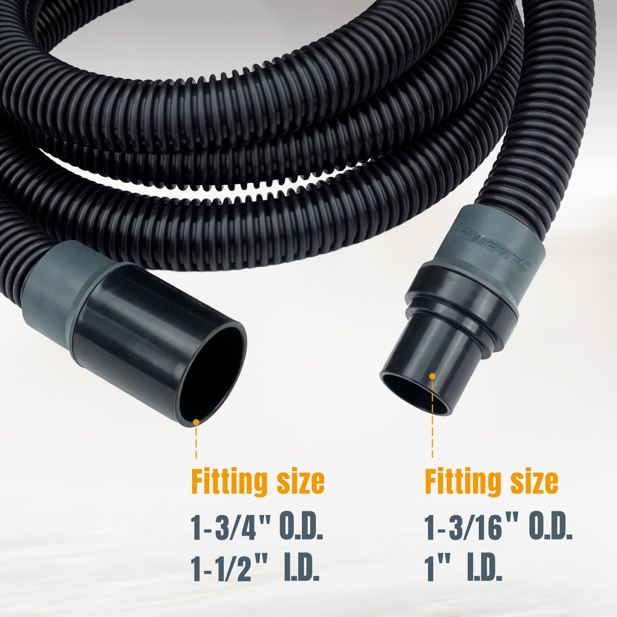 POWERTEC 70347 Kit de manguera de recogida de polvo de 10 pies con 5 accesorios para carpintería, herramientas eléctricas para el hogar y aspiradoras de tienda húmeda/seca